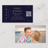 Mystical Rainbow Navy Blue Budget QR Code RSVP