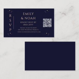 Mystical Rainbow Navy Blue Budget QR Code RSVP Enclosure Card