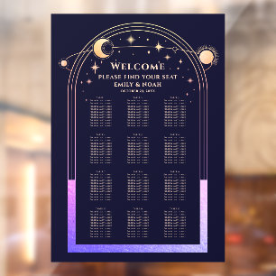 Mystical Rainbow Navy Blue Sun Moon Stars Wedding