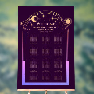 Mystical Rainbow Plum Sun Moon Stars Wedding Acrylic Sign