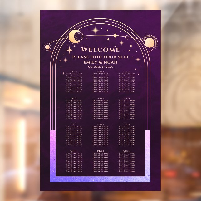 Mystical Rainbow Plum Wedding Seating Chart (Sheet 2)