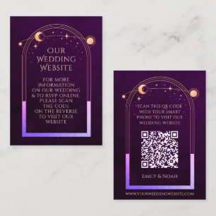 Mystical Rainbow Plum Wedding Website RSVP QR Code Enclosure Card