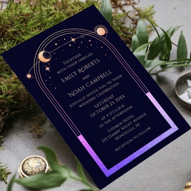 Mystical Rainbow Sun Star Moon Astronomy Space Invitation (Creator Uploaded)