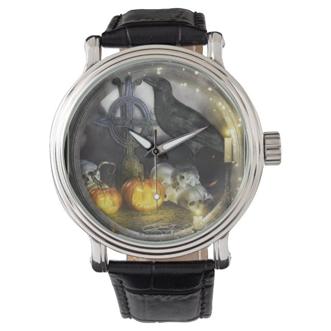 Mystical Raven Art Wrist Watch (Front)