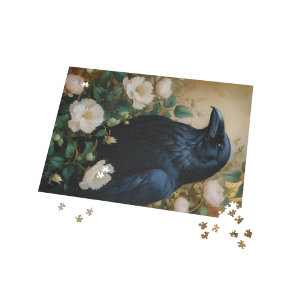 Mystical Raven & Bloom – Enchanted Gothic Art Jigsaw Puzzle