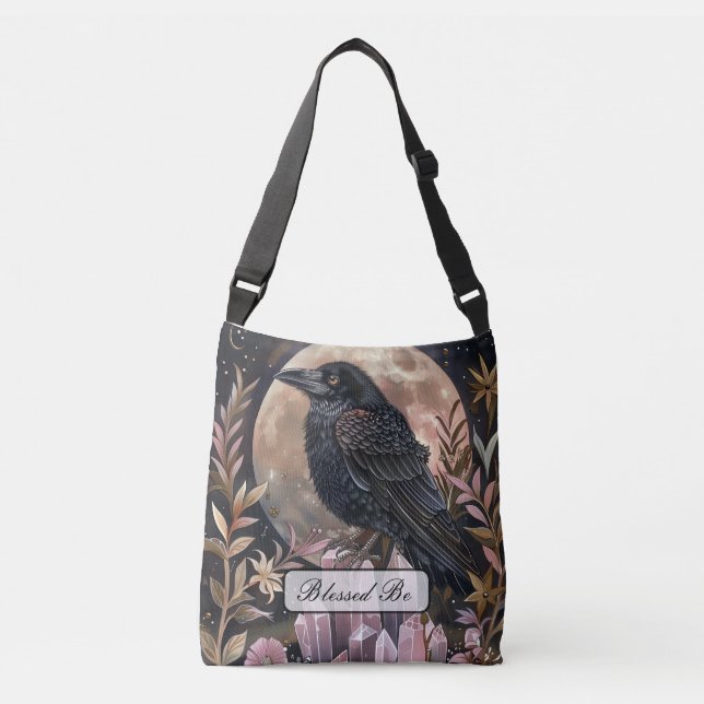 Mystical Raven Crystal Crossbody Bag (Front)