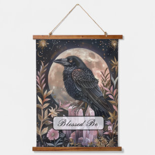 Mystical Raven Crystal Hanging Tapestry