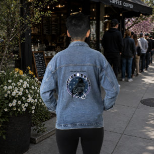 Mystical Raven Moon Phases Celestial Night Sky Denim Jacket