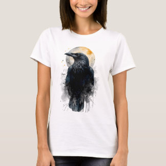 Mystical Raven Watercolor Art | Gothic Moon Crow I T-Shirt