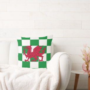 Mystical Red Celtic Dragon Flag of Wales Cushion