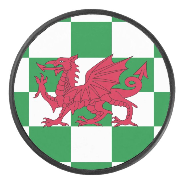 Mystical Red Celtic Dragon Flag of Wales Hockey Puck (Front)