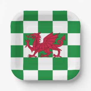 Mystical Red Celtic Dragon Flag of Wales Paper Plate