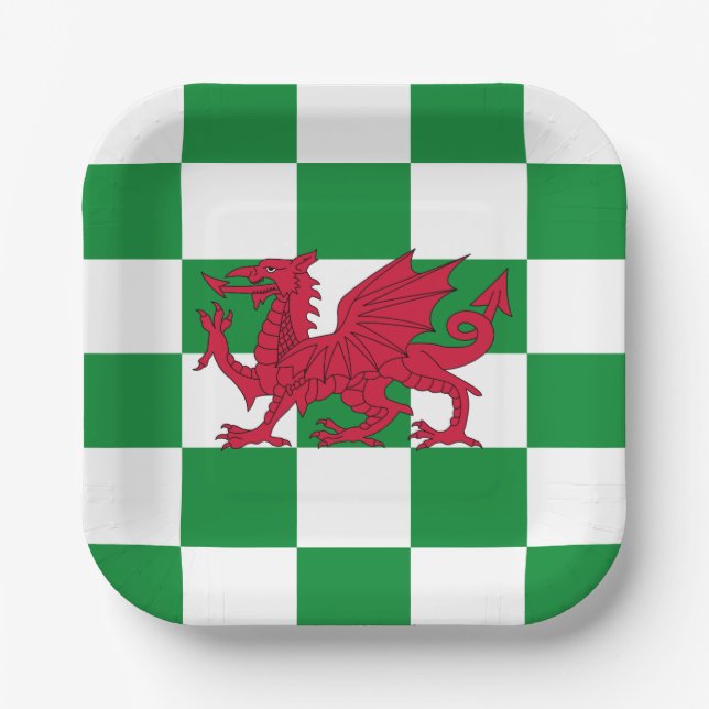 Mystical Red Celtic Dragon Flag of Wales Paper Plate (Front)