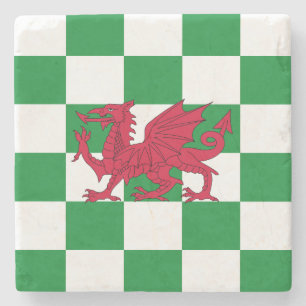 Mystical Red Celtic Dragon Flag of Wales Stone Coaster