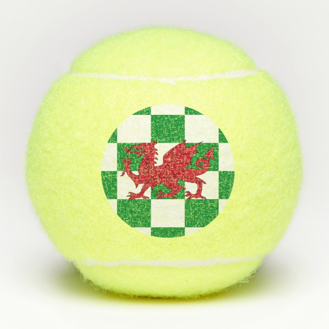 Mystical Red Celtic Dragon Flag of Wales Tennis Balls (Front)