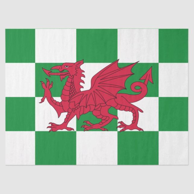 Mystical Red Celtic Dragon Flag of Wales Tissue Paper (Front)