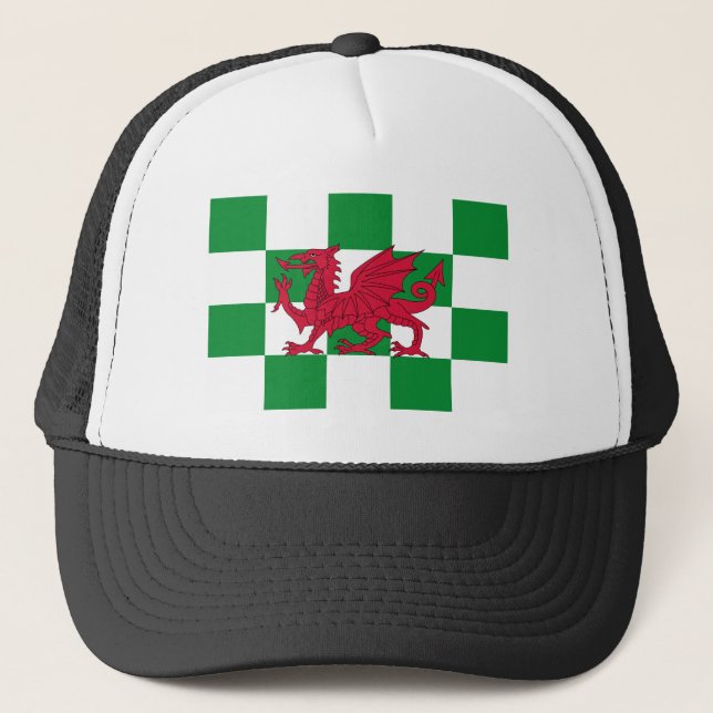 Mystical Red Celtic Dragon Flag of Wales Trucker Hat (Front)