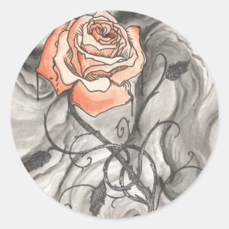 Mystical Rose In Darkness Classic Round Sticker