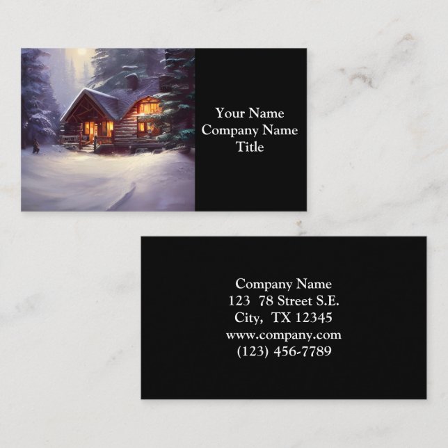 Mystical Rustic Log Cabin Amongst The Evergreens Business Card (Front/Back)