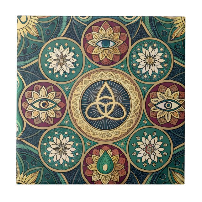 Mystical Sacred Design - Spiritual Mandala Pattern Tile (Front)