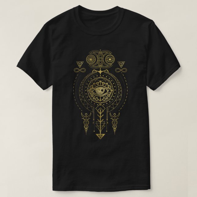 Mystical Sacred Geometry Ornament T-Shirt (Design Front)