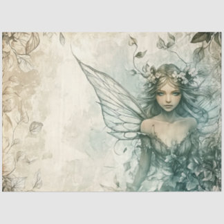 Mystical Sage Green Fairy Decoupage  Tissue Paper