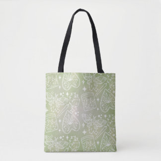 Mystical Sage Green Tote Bag – Moth, Herbs & Magic