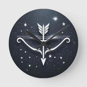 Mystical Sagittarius Zodiac Symbol Round Clock