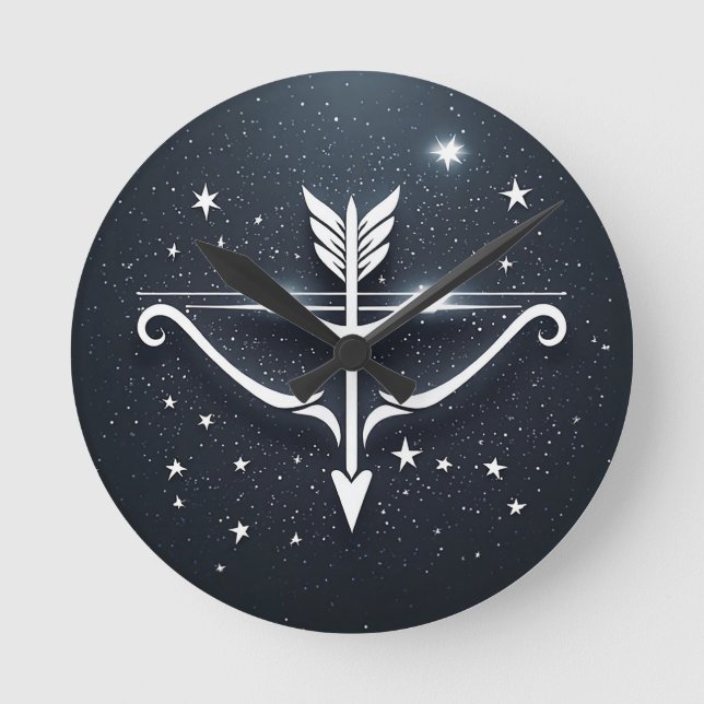 Mystical Sagittarius Zodiac Symbol Round Clock (Front)