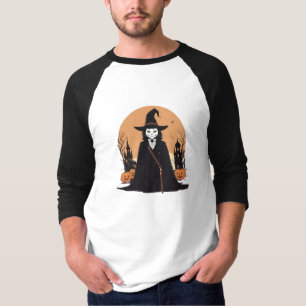Mystical Salem Black Cat with Pumpkins T-Shirt