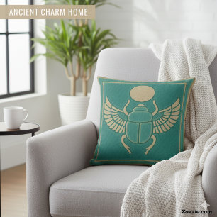 Mystical Scarab Ancient Egyptian Art Cushion