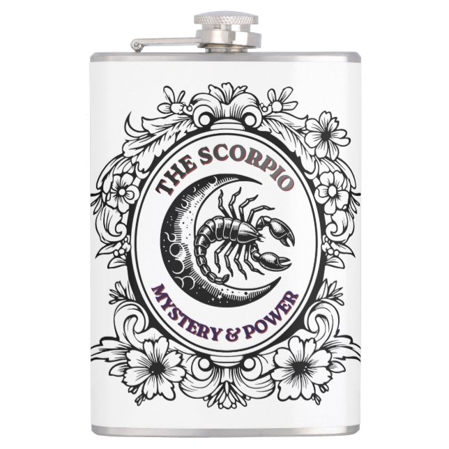Mystical Scorpio | Master of Mystery Art Hip Flask (Front)