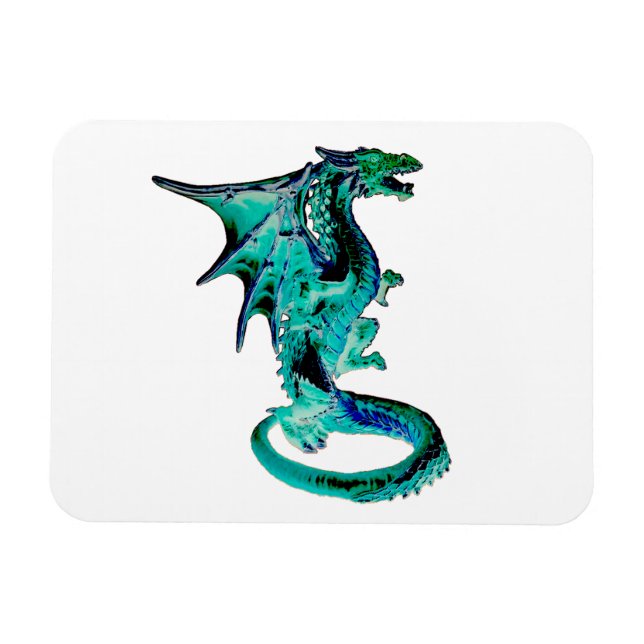 Mystical Sea Blue Dragon Fantasy Beast Art Magnet (Horizontal)