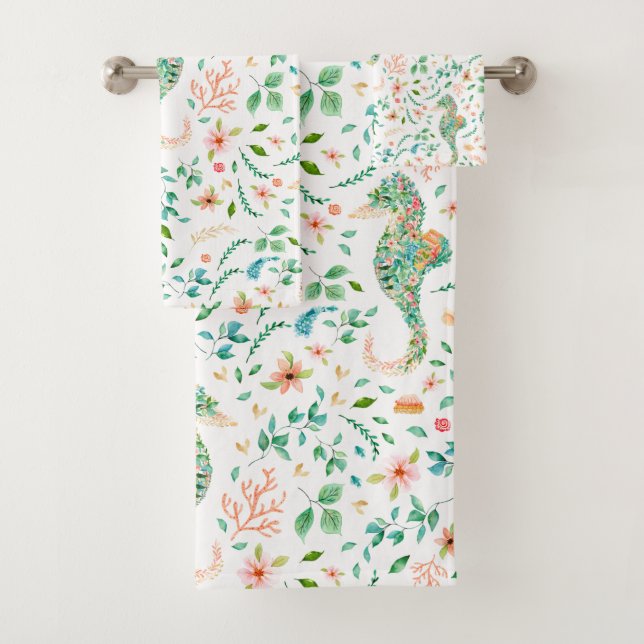 Mystical SeahorsePattern Bath Towel Set (Insitu)