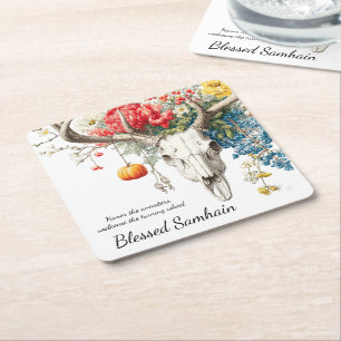 Mystical Seasons Samhain Witchy Design Square Paper Coaster