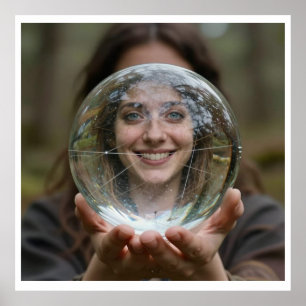 Mystical Seer with Multi-Dimensional Crystal Ball Poster