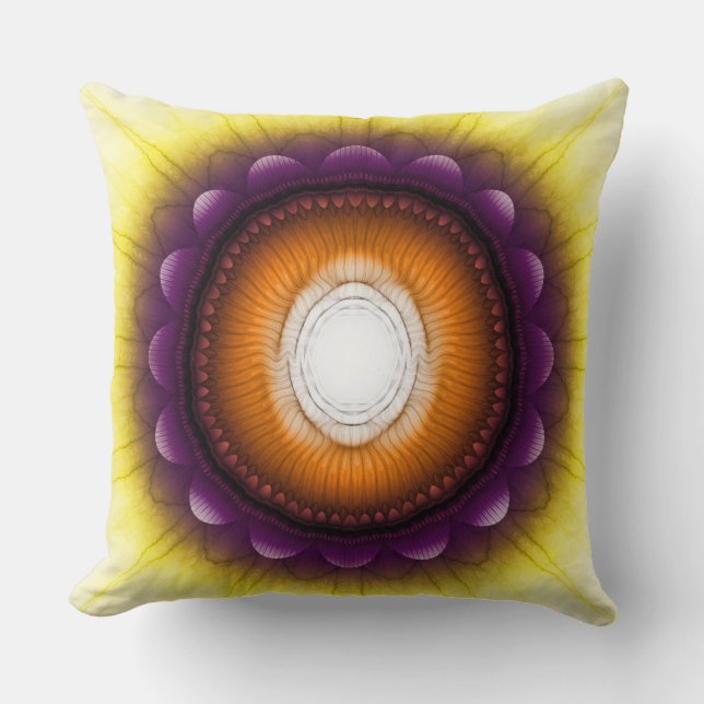 Mystical shiny orange blue ornament cushion (Front)