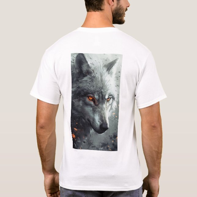 Mystical Silver Wolf Howling at the Moon T-Shirt (Back)
