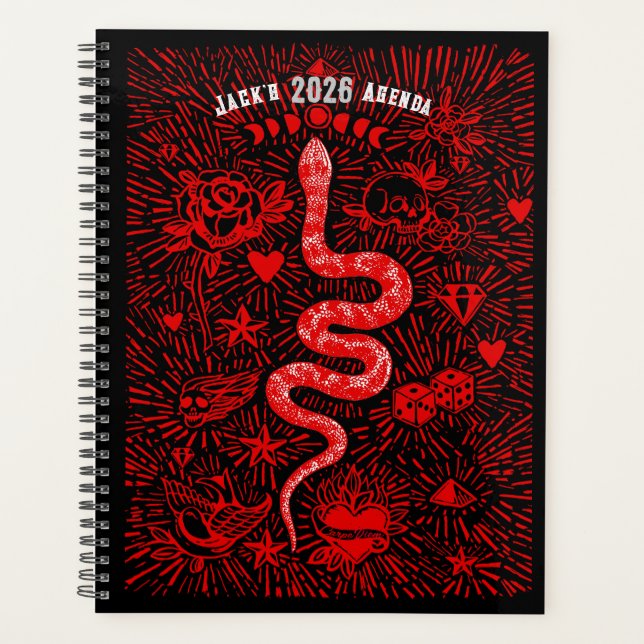 Mystical Snake Folk Art Day Planner 2026 (Front)