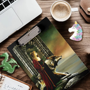 Mystical Sorceress Wolf Guardian Stone Portal Mini Clipboard