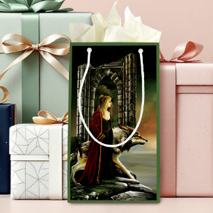 Mystical Sorceress Wolf Guardian Stone Portal Small Gift Bag