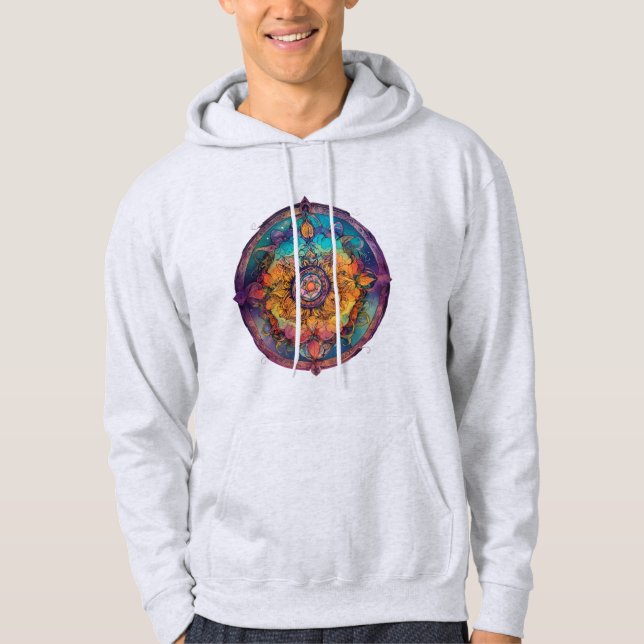 Mystical Spirit Ink Drawing – Vibrant Tattoo Hoodie (Front)