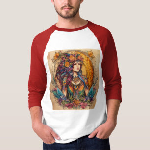 Mystical Spirit Ink Drawing – Vibrant Tattoo T-Shirt