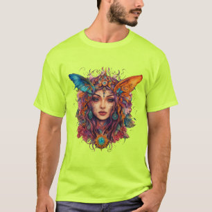 Mystical Spirit Ink Drawing – Vibrant Tattoo T-Shirt