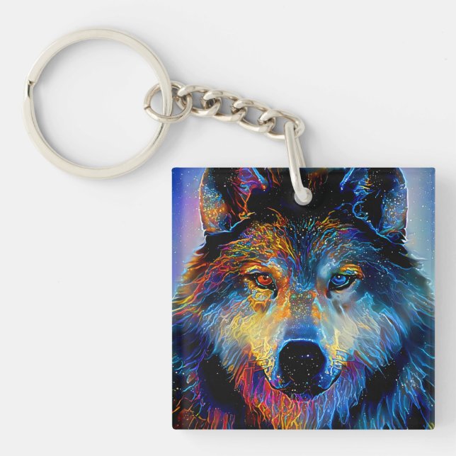 Mystical Spirit Wolf Key Ring (Front)