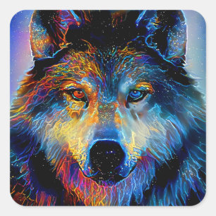 Mystical Spirit Wolf Square Sticker