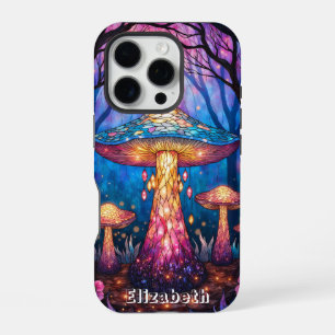 Mystical Stained Glass Mushroom Forest iPhone 16 Pro Case