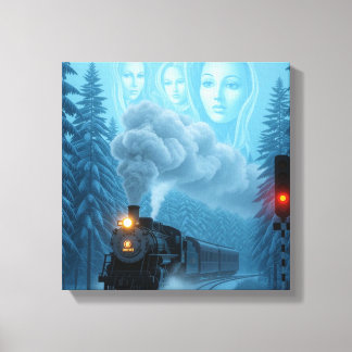 Mystical Steam Train with Guardian Canvas Print