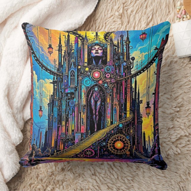 Mystical Steampunk Cathedral Cushion (Blanket)