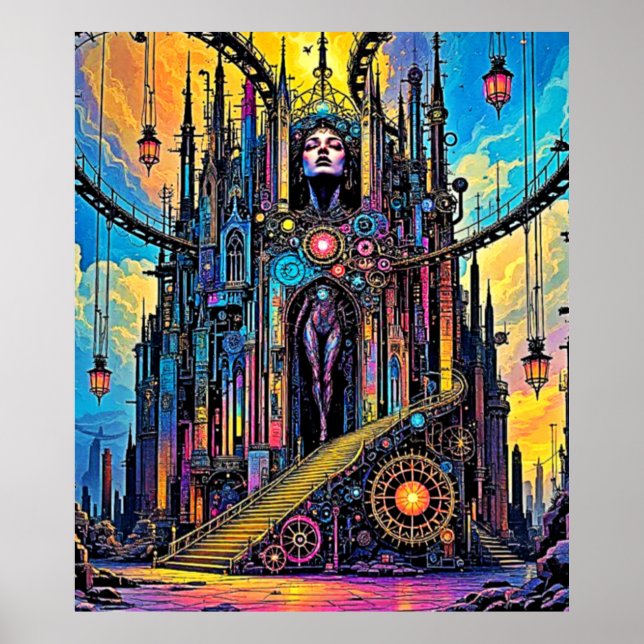 Mystical Steampunk Cathedral Poster (Front)